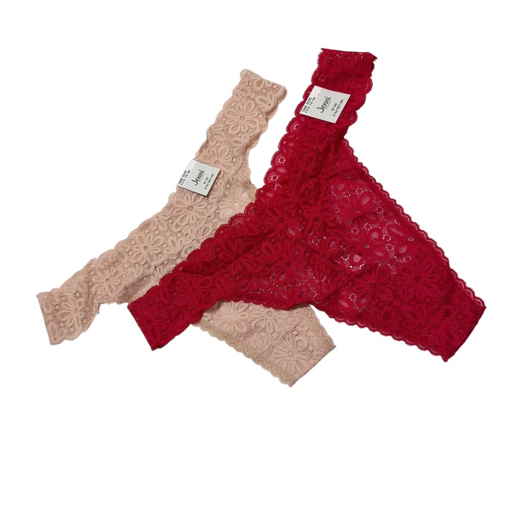 Jenni Intimates Womens Chai Red Plus Size Fits‎ 1X-3X One Size (2) Pairs ~~ NWT - Picture 2 of 4